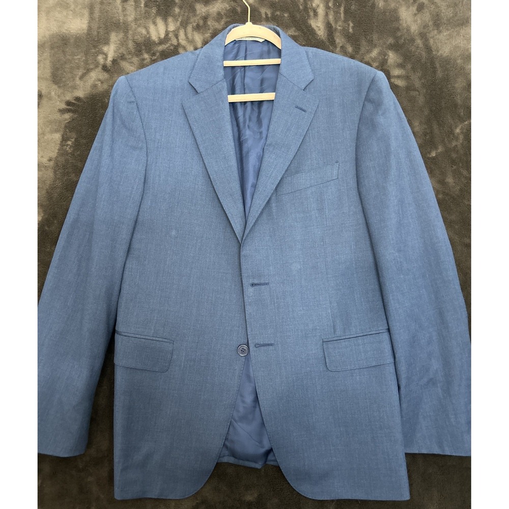 Men's Canali Blue 100% Wool Coat Jacket / Blazer US/UK40R Small Ripped Inside**